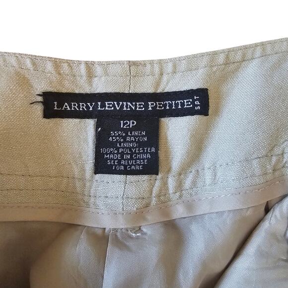 Larry Levine Petite Beige Linen Capri Dress Pants Trousers Size 12P - Picture 3 of 7